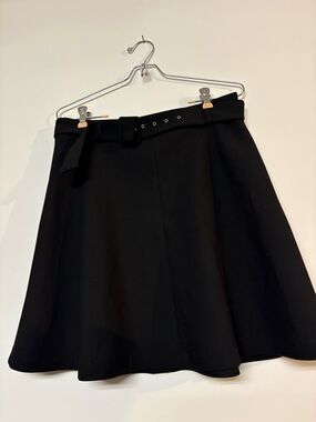 Zara Black A-Line Skirt with Waist Belt